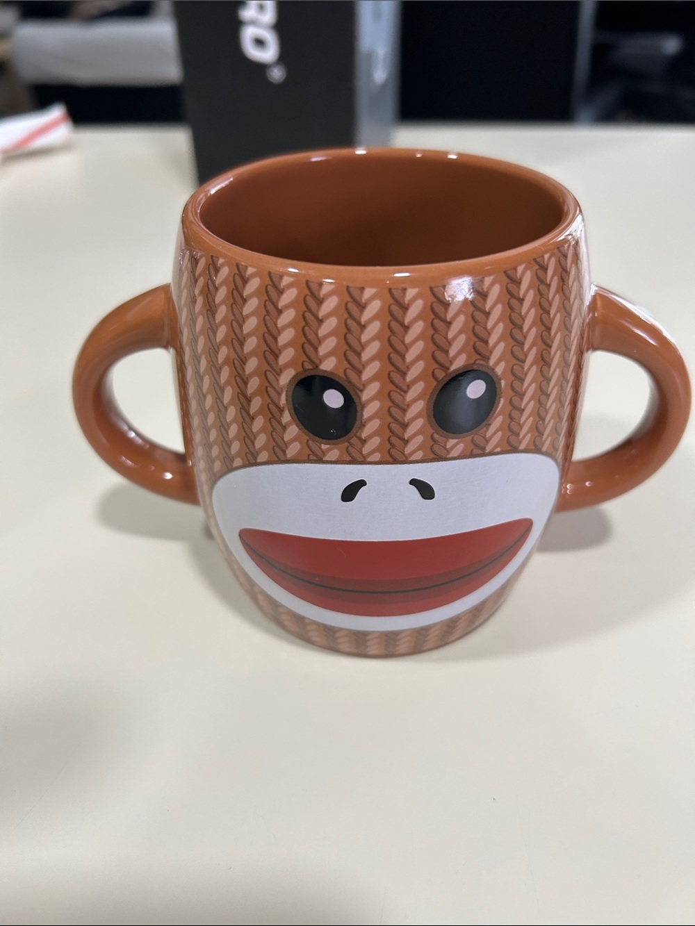 Sock Monkey Double-Handled Ceramic Coffee Mug